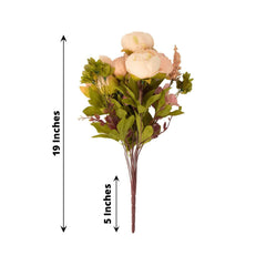 2 Pack 19" Cream Blush Artificial Peony Flower Wedding Bouquets, Faux Silk Flower Arrangements