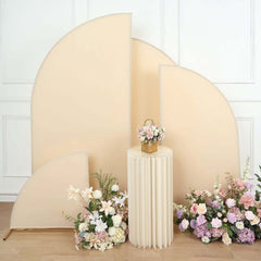 Set of 4 Matte Beige Spandex Half Moon Chiara Backdrop Stand Covers, Custom Fitted Wedding Arch Covers - 2.5ft,5ft,6ft,7ft