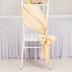 5 Pack Lamour Satin 6"x106" Chair Sashes Beige - Stylish Reusable Decorative Bows