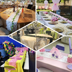 Taffeta Fabric 12"x108" Table Runner Black - 3D Leaf Petal Design