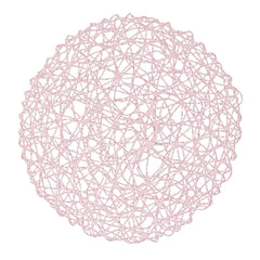 6-Pack Table Placemats Woven Fiber Design Blush Round - Disposable Mats for Dining and Events 15"