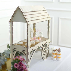 Mini Wooden Dessert Display Candy Cart Sweet Stall Design Natural - Tabletop Cupcake Stand 25"