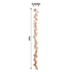 Artificial Boxwood Leaf Table Garland Metallic Gold - Versatile Faux Decorative Hanging Vine for Modern & Chic Event Styling 6ft