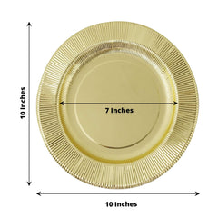 25-Pack Paper 10" Round Dinner Plates in Metallic Gold Sunray Design - Disposable Heavy Duty 350GSM Party Plates
