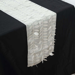 Taffeta Fabric 12"x108" Table Runner Ivory - 3D Leaf Petal Design