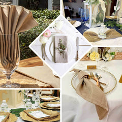 5 Pack Faux Jute 19"x19" Napkins Natural - Authentic Burlap Look Cloth Napkins