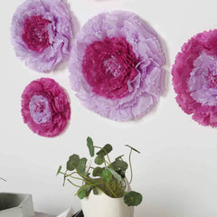 Set of 6 Lavender Carnation 3D Paper Flowers Wall Decor - 7",9",11"