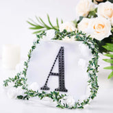 Decorative Rhinestone Alphabet "A" Letter Stickers, Glitter Adhesive Craft Letters Black DIY Sparkle Embellishments 6"