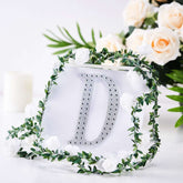 Decorative Rhinestone Alphabet "D" Letter Stickers, Glitter Adhesive Craft Letters Silver DIY Sparkle Embellishments 6"