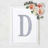 Decorative Rhinestone Alphabet "D" Letter Stickers, Glitter Adhesive Craft Letters Silver DIY Sparkle Embellishments 8"