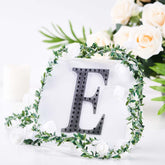 Decorative Rhinestone Alphabet "E" Letter Stickers, Glitter Adhesive Craft Letters Black DIY Sparkle Embellishments 6"