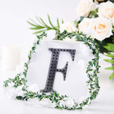 Decorative Rhinestone Alphabet "F" Letter Stickers, Glitter Adhesive Craft Letters Black DIY Sparkle Embellishments 6"