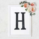 Decorative Rhinestone Alphabet "H" Letter Stickers, Glitter Adhesive Craft Letters Black DIY Sparkle Embellishments 8"