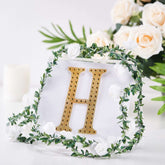 Decorative Rhinestone Alphabet "H" Letter Stickers, Glitter Adhesive Craft Letters Gold DIY Sparkle Embellishments 6"