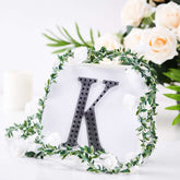 Decorative Rhinestone Alphabet "K" Letter Stickers, Glitter Adhesive Craft Letters Black DIY Sparkle Embellishments 6"