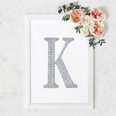 Decorative Rhinestone Alphabet "K" Letter Stickers, Glitter Adhesive Craft Letters Silver DIY Sparkle Embellishments 8"