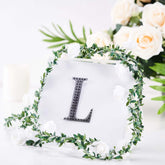 Decorative Rhinestone Alphabet "L" Letter Stickers, Glitter Adhesive Craft Letters Black DIY Sparkle Embellishments 4"