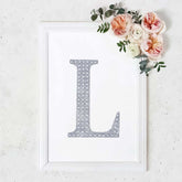 Decorative Rhinestone Alphabet "L" Letter Stickers, Glitter Adhesive Craft Letters Silver DIY Sparkle Embellishments 8"