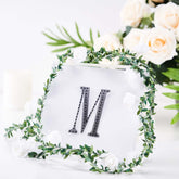 Decorative Rhinestone Alphabet "M" Letter Stickers, Glitter Adhesive Craft Letters Black DIY Sparkle Embellishments 4"