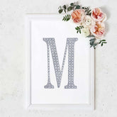 Decorative Rhinestone Alphabet "M" Letter Stickers, Glitter Adhesive Craft Letters Silver DIY Sparkle Embellishments 8"