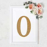 Decorative Rhinestone Alphabet "O" Letter Stickers, Glitter Adhesive Craft Letters Gold DIY Sparkle Embellishments 8"
