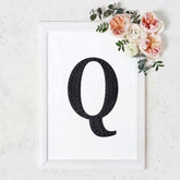 Decorative Rhinestone Alphabet "Q" Letter Stickers, Glitter Adhesive Craft Letters Black DIY Sparkle Embellishments 8"
