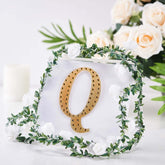 Decorative Rhinestone Alphabet "Q" Letter Stickers, Glitter Adhesive Craft Letters Gold DIY Sparkle Embellishments 6"