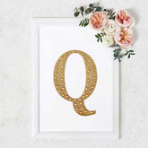 Decorative Rhinestone Alphabet "Q" Letter Stickers, Glitter Adhesive Craft Letters Gold DIY Sparkle Embellishments 8"