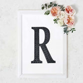 Decorative Rhinestone Alphabet "R" Letter Stickers, Glitter Adhesive Craft Letters Black DIY Sparkle Embellishments 8"