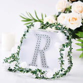 Decorative Rhinestone Alphabet "R" Letter Stickers, Glitter Adhesive Craft Letters Silver DIY Sparkle Embellishments 6"