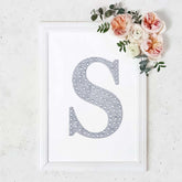 Decorative Rhinestone Alphabet "S" Letter Stickers, Glitter Adhesive Craft Letters Silver DIY Sparkle Embellishments 8"