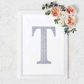 Decorative Rhinestone Alphabet "T" Letter Stickers, Glitter Adhesive Craft Letters Silver DIY Sparkle Embellishments 8"
