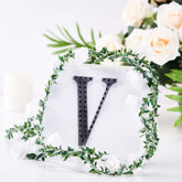 Decorative Rhinestone Alphabet "V" Letter Stickers, Glitter Adhesive Craft Letters Black DIY Sparkle Embellishments 6"