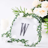 Decorative Rhinestone Alphabet "W" Letter Stickers, Glitter Adhesive Craft Letters Black DIY Sparkle Embellishments 4"