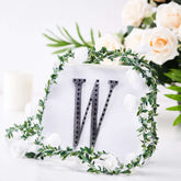 Decorative Rhinestone Alphabet "W" Letter Stickers, Glitter Adhesive Craft Letters Black DIY Sparkle Embellishments 6"