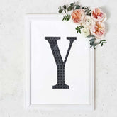 Decorative Rhinestone Alphabet "Y" Letter Stickers, Glitter Adhesive Craft Letters Black DIY Sparkle Embellishments 8"