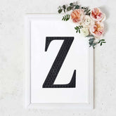 Decorative Rhinestone Alphabet "Z" Letter Stickers, Glitter Adhesive Craft Letters Black DIY Sparkle Embellishments 8"