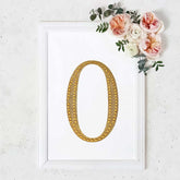 Decorative Rhinestone Number "0" Stickers, Glitter Adhesive Craft Numbers Gold DIY Sparkle Embellishments 8"