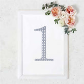 Decorative Rhinestone Number "1" Stickers, Glitter Adhesive Craft Numbers Silver DIY Sparkle Embellishments 8"