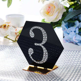 Decorative Rhinestone Number "3" Stickers, Glitter Adhesive Craft Numbers Silver DIY Sparkle Embellishments 4"