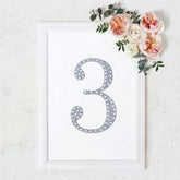 Decorative Rhinestone Number "3" Stickers, Glitter Adhesive Craft Numbers Silver DIY Sparkle Embellishments 8"