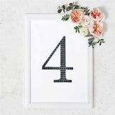 Decorative Rhinestone Number "4" Stickers, Glitter Adhesive Craft Numbers Black DIY Sparkle Embellishments 8"