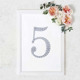 Decorative Rhinestone Number "5" Stickers, Glitter Adhesive Craft Numbers Silver DIY Sparkle Embellishments 8"