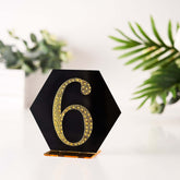 Decorative Rhinestone Number "6" Stickers, Glitter Adhesive Craft Numbers Gold DIY Sparkle Embellishments 4"
