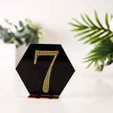 Decorative Rhinestone Number "7" Stickers, Glitter Adhesive Craft Numbers Gold DIY Sparkle Embellishments 4"