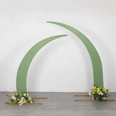 Set of 2 Sage Green Spandex Half Crescent Moon Backdrop Stand Covers, Custom Fitted Wedding Arch Cover for Curved Arbor Flower Balloon Frame