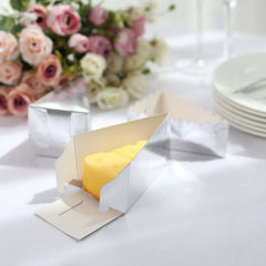 10-Pack Cardstock Triangle Cake Slice Boxes Silver with Scalloped Top 4"x2.5"