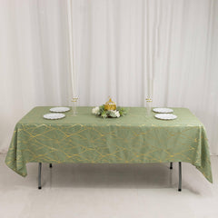 Polyester 60"x102" Rectangle Tablecloth Dusty Sage Green with Gold Foil Tree Branch Pattern - Wrinkle-Resistant & Durable Table Cover