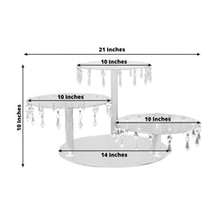 3-Tier Acrylic Cake Stand Clear with Hanging Crystal Pendants – Dessert Display for Weddings & Parties