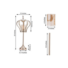 Metal Crown Pillar Candle Holder Stand Gold - Votive Holder Centerpiece 25"